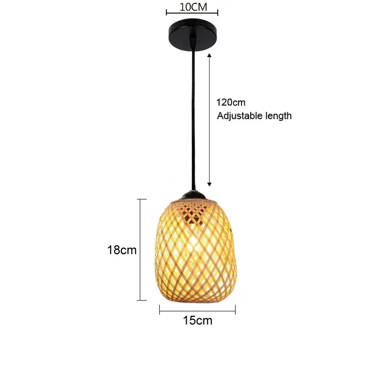 Classic Bamboo Lustre Chandelier Hanging Lamp Ceiling Handmade Rattan Pendant Light Fixture Weaving HomeLiving люстра потолочная