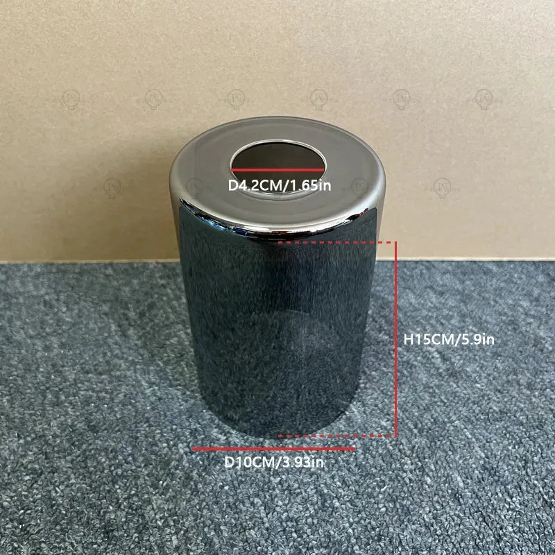 Cylindrical transparent/amber/smoke gray glass lampshade