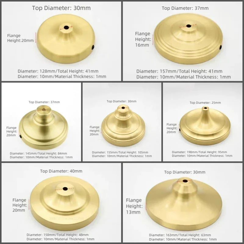 Vintage Copper Lamp Base for Ceramic Glass Crystal - Round Candle Holder Stand Craft Lighting Part