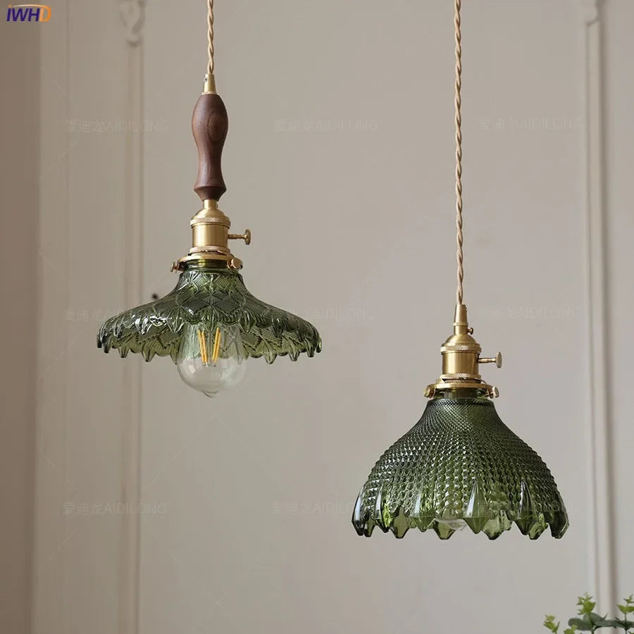 IWHD Modern Green Glass LED Pendant Lamp