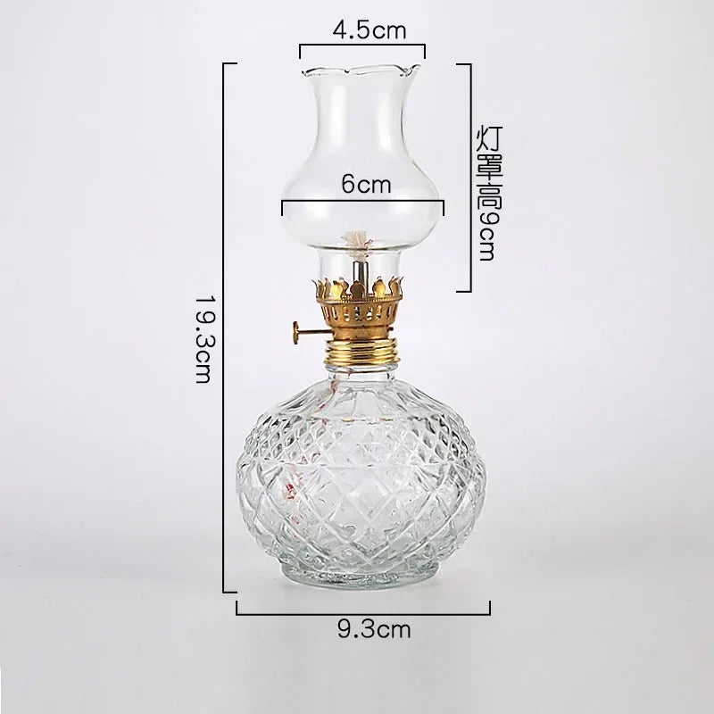 Rustic Large Oil Lamp Vintage Glass  Lamp Antique Oil Lamps