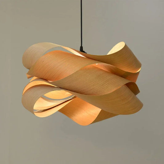 Southeast Asian Creative Wooden Skin Pendant Lamp Bedroom Restaurant  Aisle Chandelier Modern Simple Led Decor Lighting Fixtures - Adrianas Specialty Lamp Shades