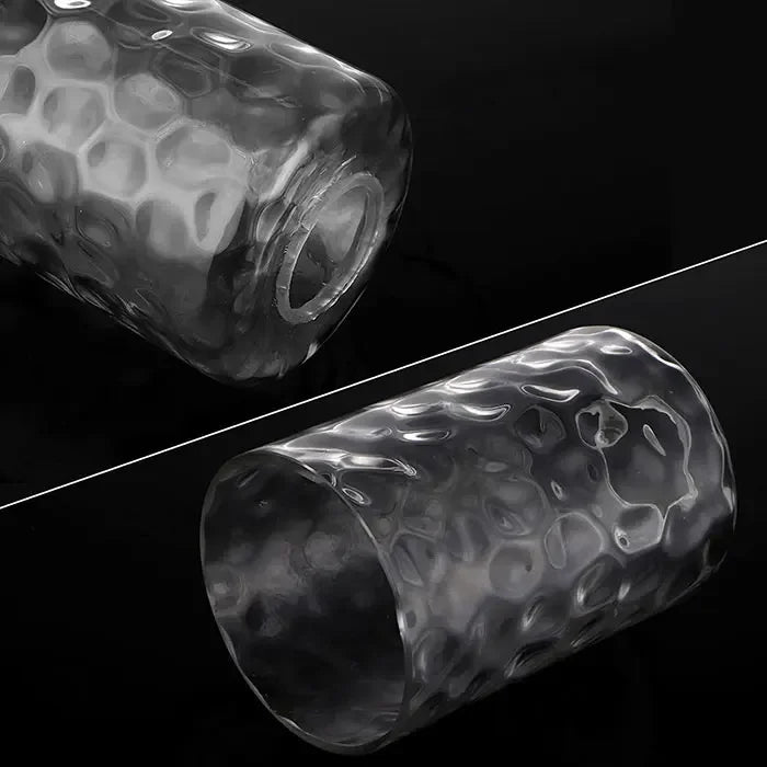 2pcs Pack Clear Hammered Glass Lamp Shade Replacement Water Ripple Cylinder Glass Lampshade for E26 E27 Lighting Fixture