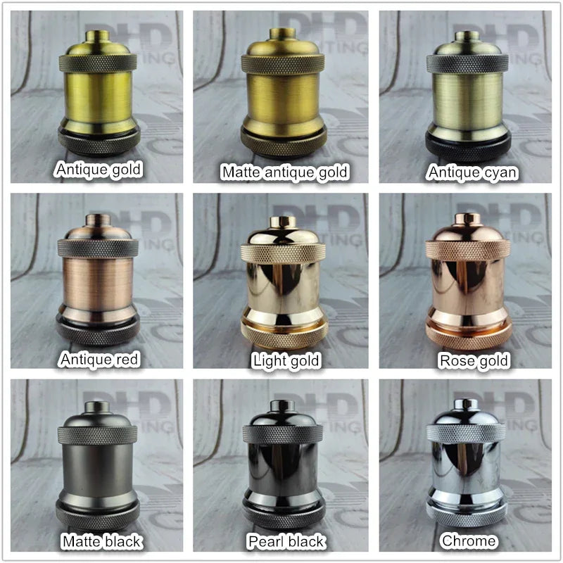 Vintage thread E27 ceramic plastic socket Edison Vintage lampshade bracket DIY lamp accessories aluminum lamp holder