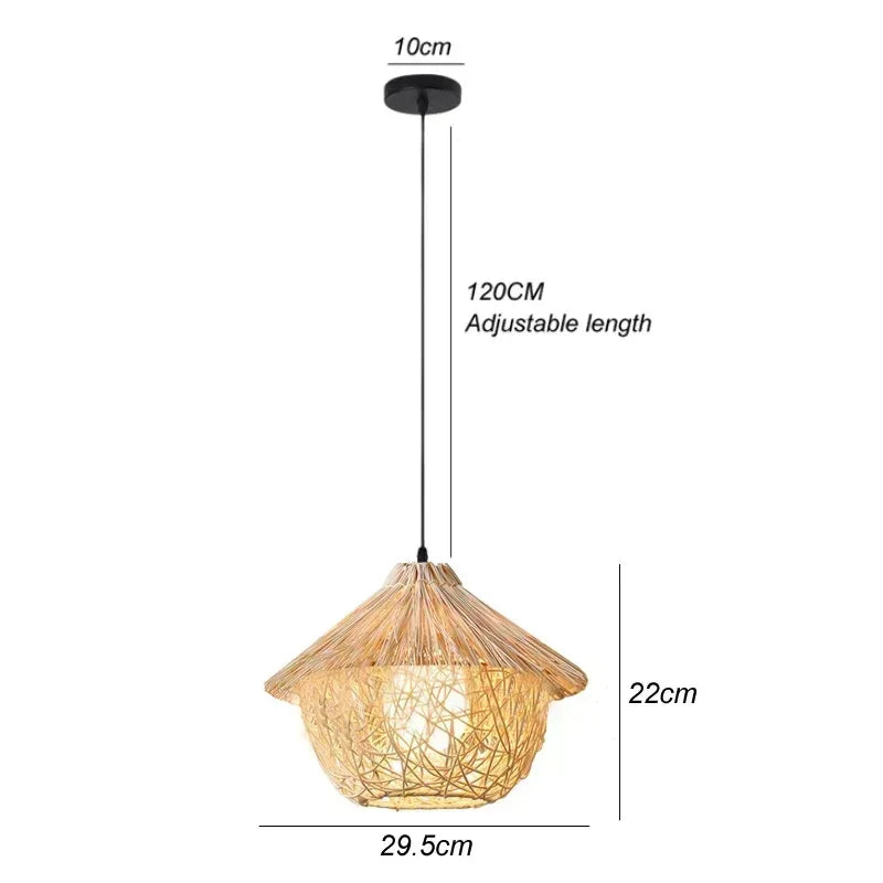 Classic Bamboo Lustre Chandelier Hanging Lamp Ceiling Handmade Rattan Pendant Light Fixture Weaving HomeLiving люстра потолочная