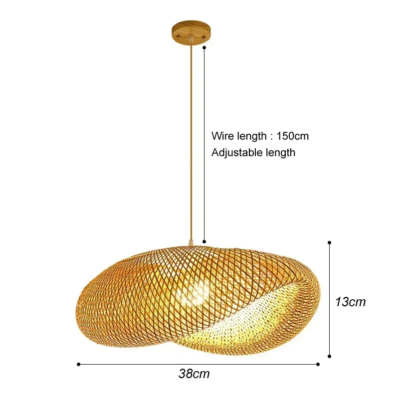Classic Bamboo Lustre Chandelier Hanging Lamp Ceiling Handmade Rattan Pendant Light Fixture Weaving HomeLiving люстра потолочная