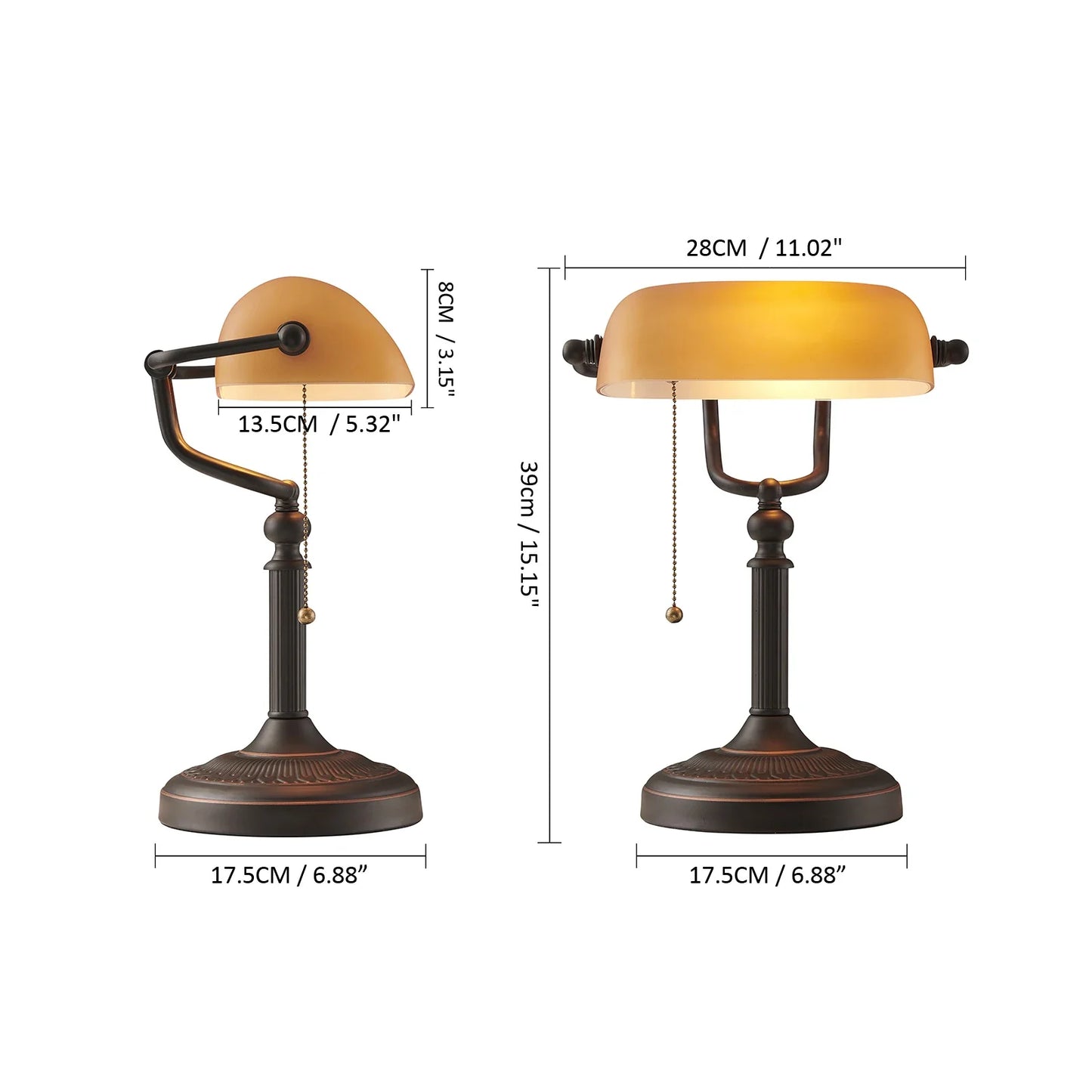 Green/Blue/Amber/White color BANKER Table LAMP glass replacement shade/ E27 retro desk lamp bedside home light Gift - Adrianas Specialty Lamp Shades