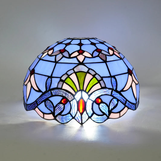 Blue Baroque Lamp Shade, 12 inch  Stained Glass Lampshade replacement for Torchiere Floor Lamp and Pendant Light Fixtures