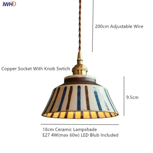 Ceramic Pendant Light LED Hanging Lamp For Home Decoration Dining Living Room E27 Bulb Included 90V-260V