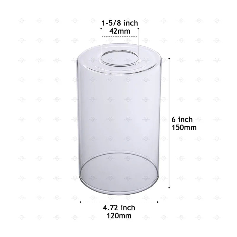 Cylindrical transparent/amber/smoke grey glass lampshade