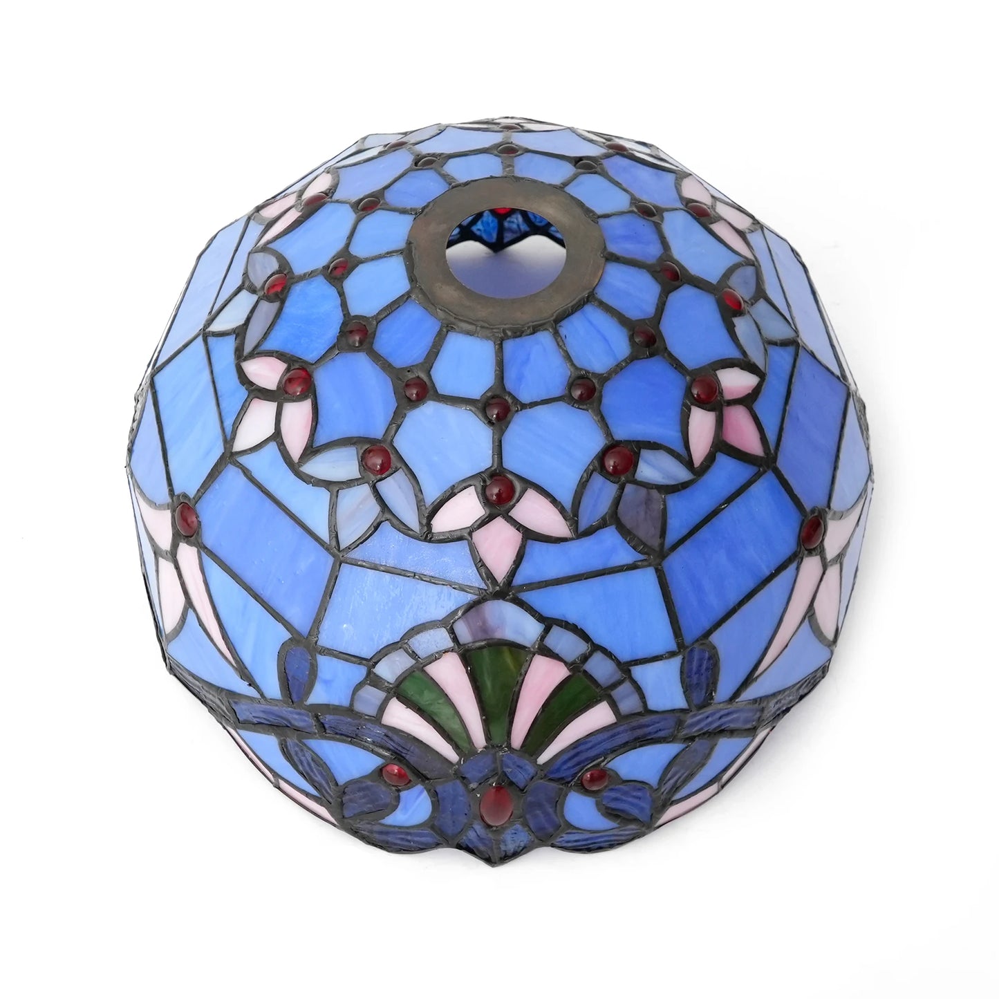 Blue Baroque Lamp Shade, 12 inch  Stained Glass Lampshade replacement for Torchiere Floor Lamp and Pendant Light Fixtures