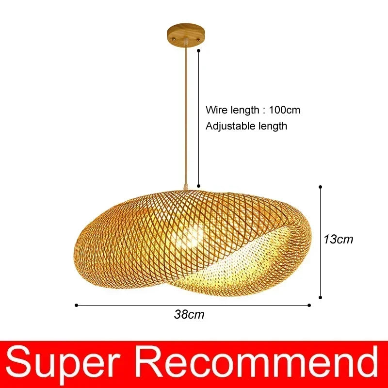 Classic Bamboo Lustre Chandelier Hanging Lamp Ceiling Handmade Rattan Pendant Light Fixture Weaving HomeLiving люстра потолочная