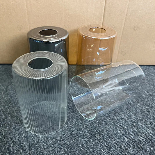 cylindrical transparent/amber/Smoke gray glass lampshade E27/E26 replaces pendant lights, wall lights, and vanity lights