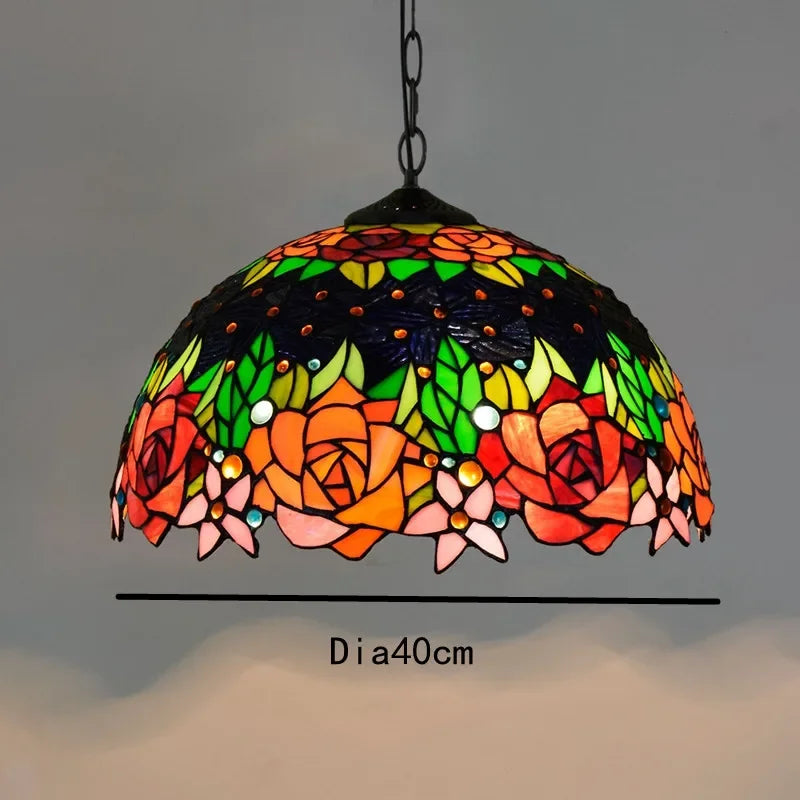 Colorful Glass Tiffany Glass Chandelier