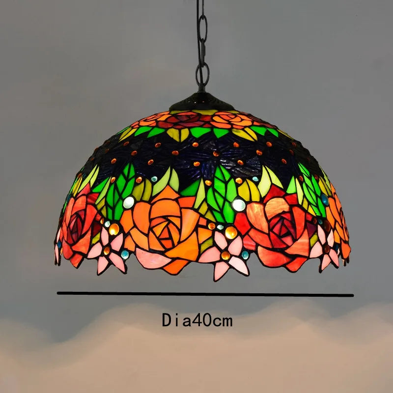 Colorful Glass Tiffany Glass Chandelier