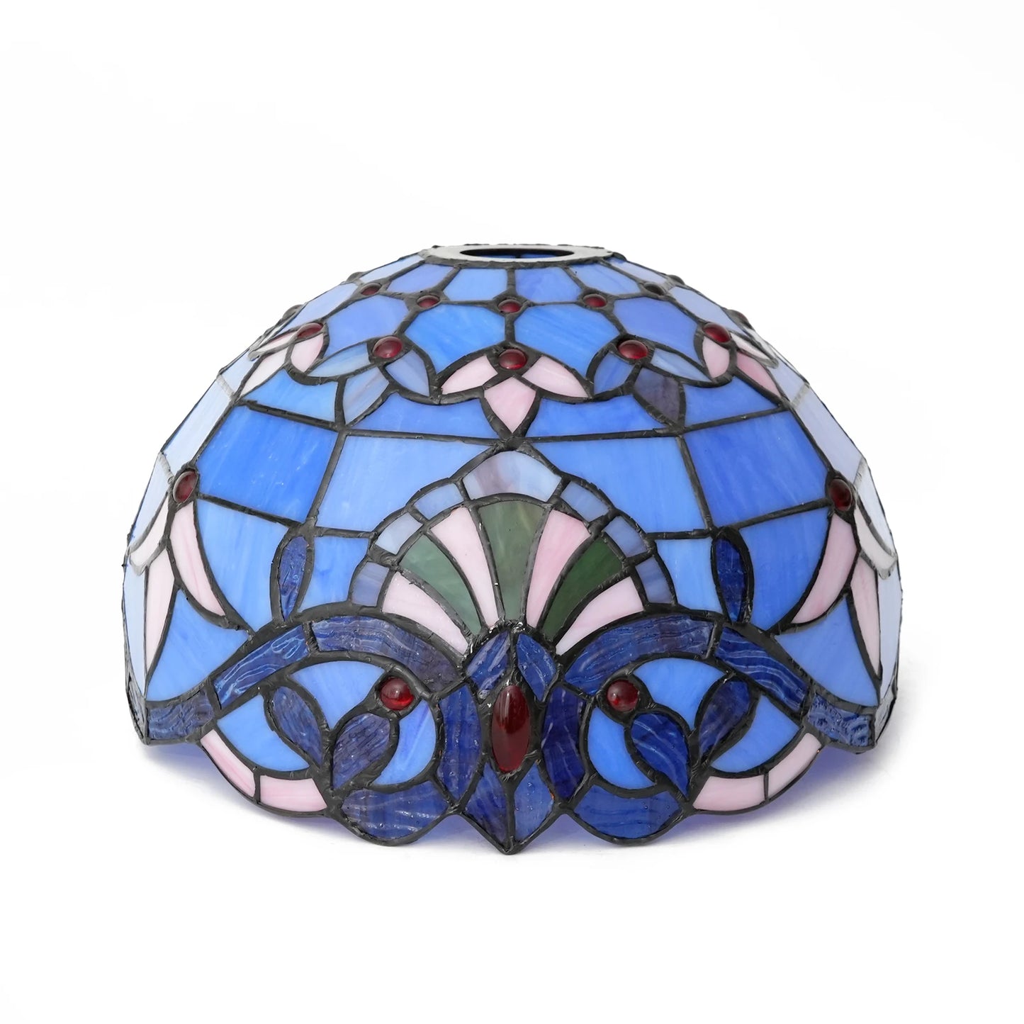 Blue Baroque Lamp Shade, 12 inch  Stained Glass Lampshade replacement for Torchiere Floor Lamp and Pendant Light Fixtures