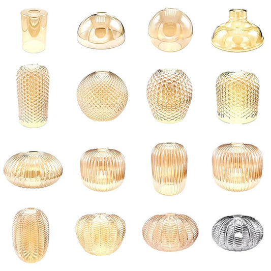 Vintage E27 Glass Lamp Shade Replacement 42mm E26 Diamond Pineapple Lantern Pattern Yellow Glass Cover for Art Pendant Lighting - Adrianas Specialty Lamp Shades
