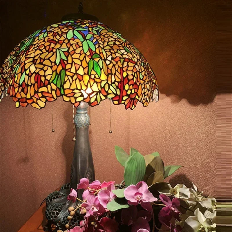 Tiffany Desk Light Grape Wisteria Vival Cherry Stained Glass Table Lamps