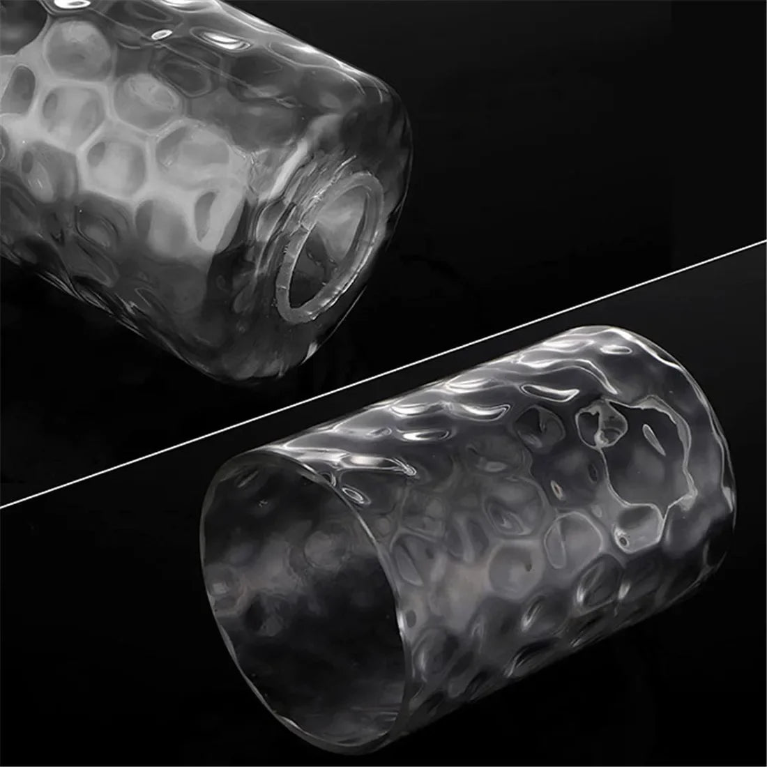 2pcs Pack Clear Hammered Glass Lamp Shade Replacement Water Ripple Cylinder Glass Lampshade for E26 E27 Lighting Fixture