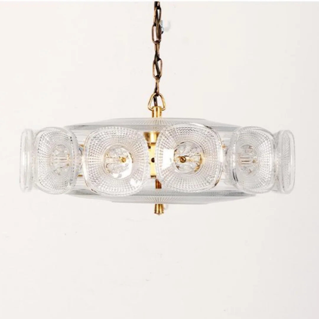 Vintage Glass Petal Chandelier for Living Room Dining Room French Green Cear Glass Hanging Pendant Chandelier Lights Bedroom - Adrianas Specialty Lamp Shades