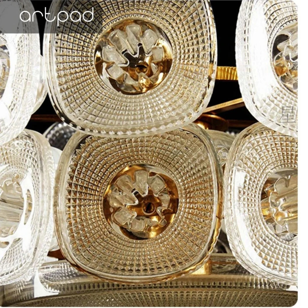 Vintage Glass Petal Chandelier for Living Room Dining Room French Green Cear Glass Hanging Pendant Chandelier Lights Bedroom - Adrianas Specialty Lamp Shades