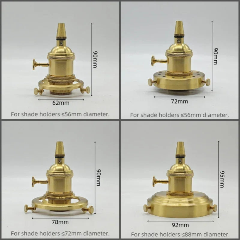 Solid Brass E26/E27 Lampholder with Cord Grip