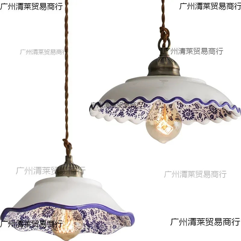Modern Blue and White Porcelain Wall Lamp Shades