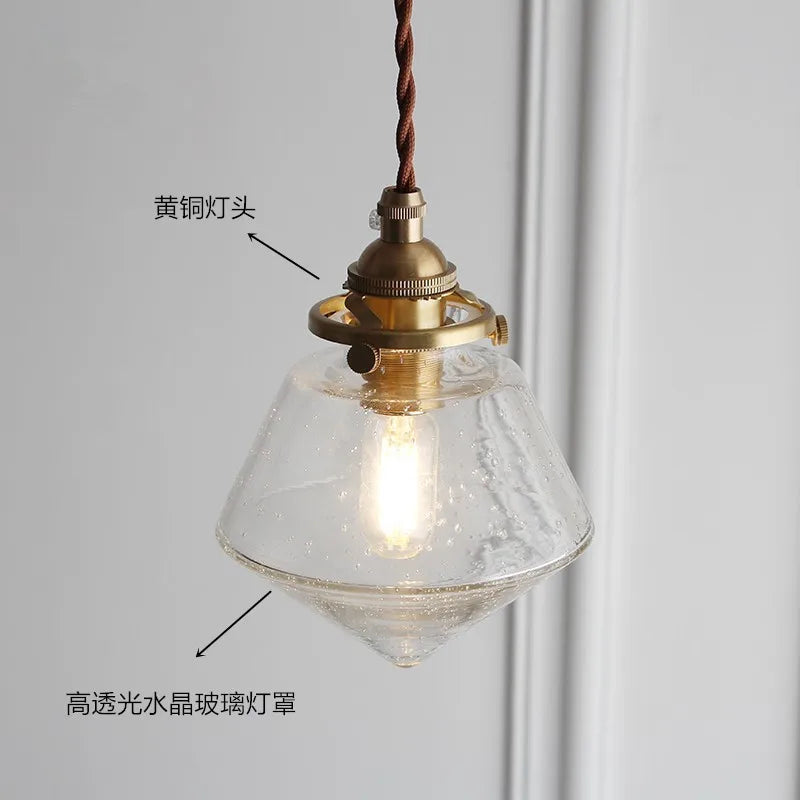 Glass Pendant Light Nordic Dining Room Retro Chandeliers Creative Minimal E27  Transparent Lampshade For Restaurant Lamp Lustre - Adrianas Specialty Lamp Shades