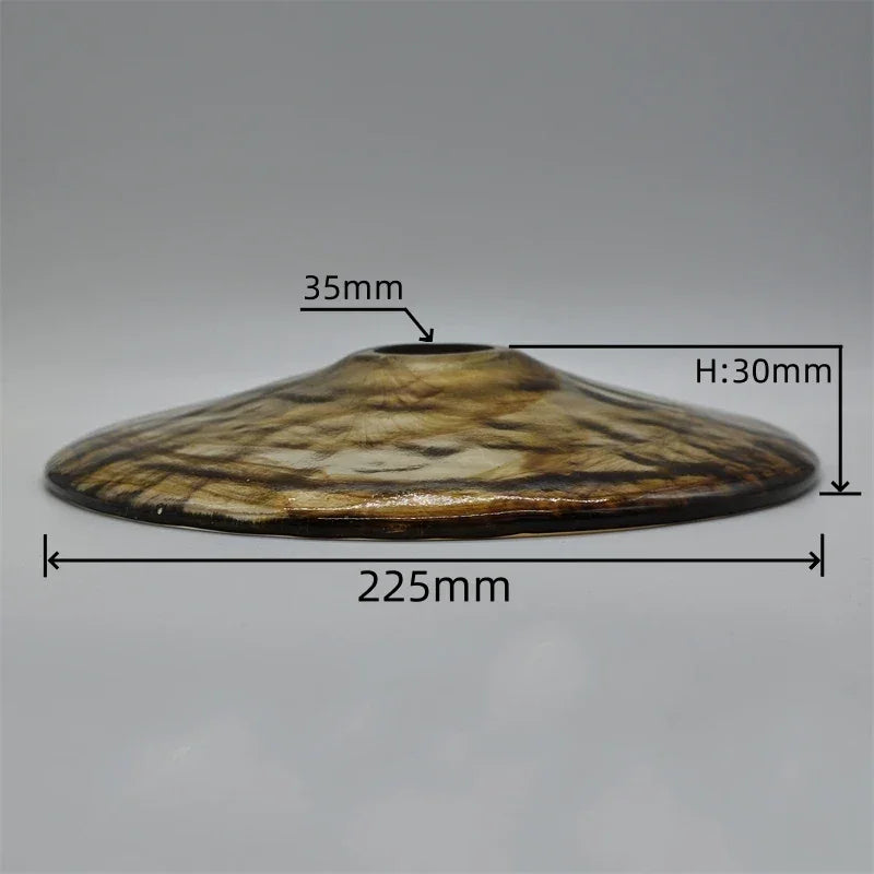 Glass lampshade paired with all copper lamp head with switch DIY pendant lampshade thickened transparent amber glass