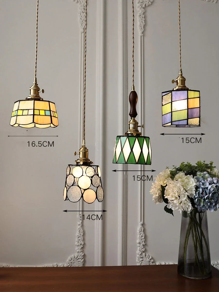 IWHD France Europe Style Stained Glass LED Pendant Light Fixtures
