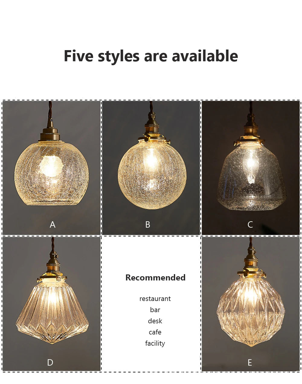 Glass Pendant Light Nordic Dining Room Retro Chandeliers Creative Minimal E27  Transparent Lampshade For Restaurant Lamp Lustre - Adrianas Specialty Lamp Shades