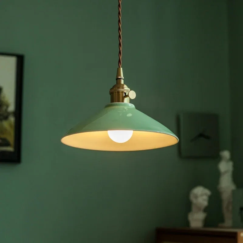 IWHD Green Ceramic Vintage LED Pendant
