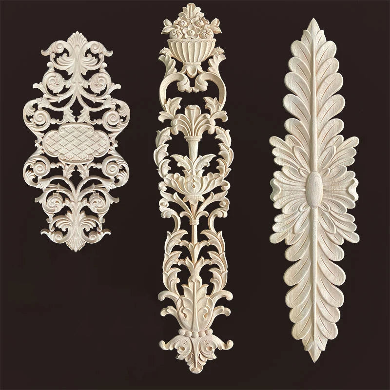 Wooden Appliques for Furniture Home Decoration Accessories Antique Onlays Moulding Wood Decals for Wall Wood Figurines for Decor - Adrianas Specialty Lamp Shades