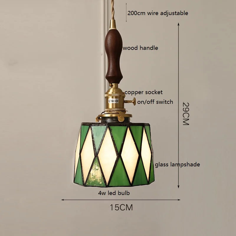 IWHD France Europe Style Stained Glass LED Pendant Light Fixtures
