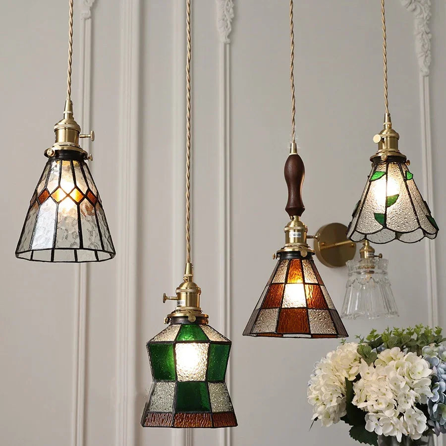 IWHD France Europe Style Stained Glass LED Pendant Light Fixtures