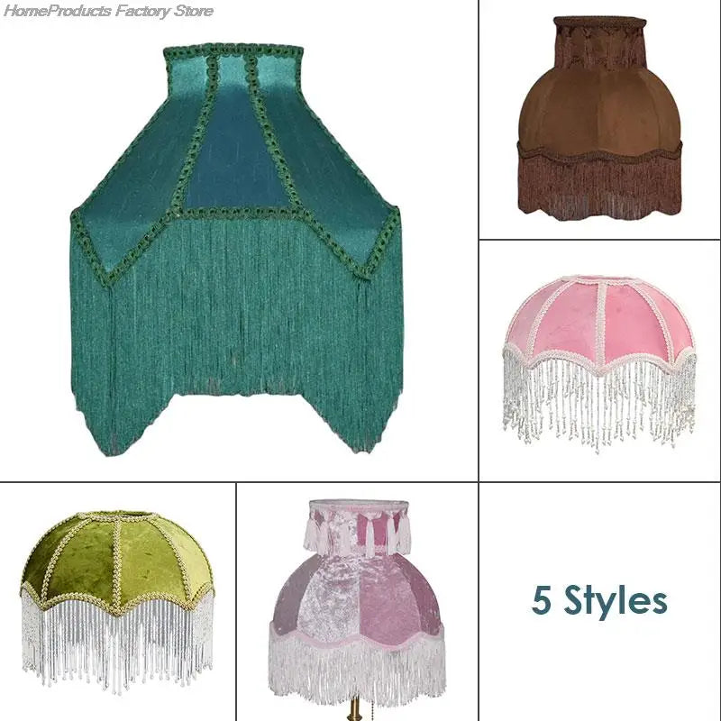 Retro Pink Green Velvet Lampshade