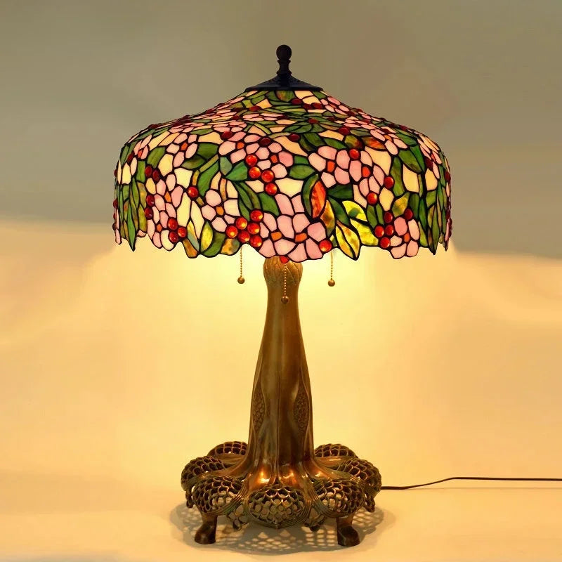 Tiffany Desk Light Grape Wisteria Vival Cherry Stained Glass Table Lamps