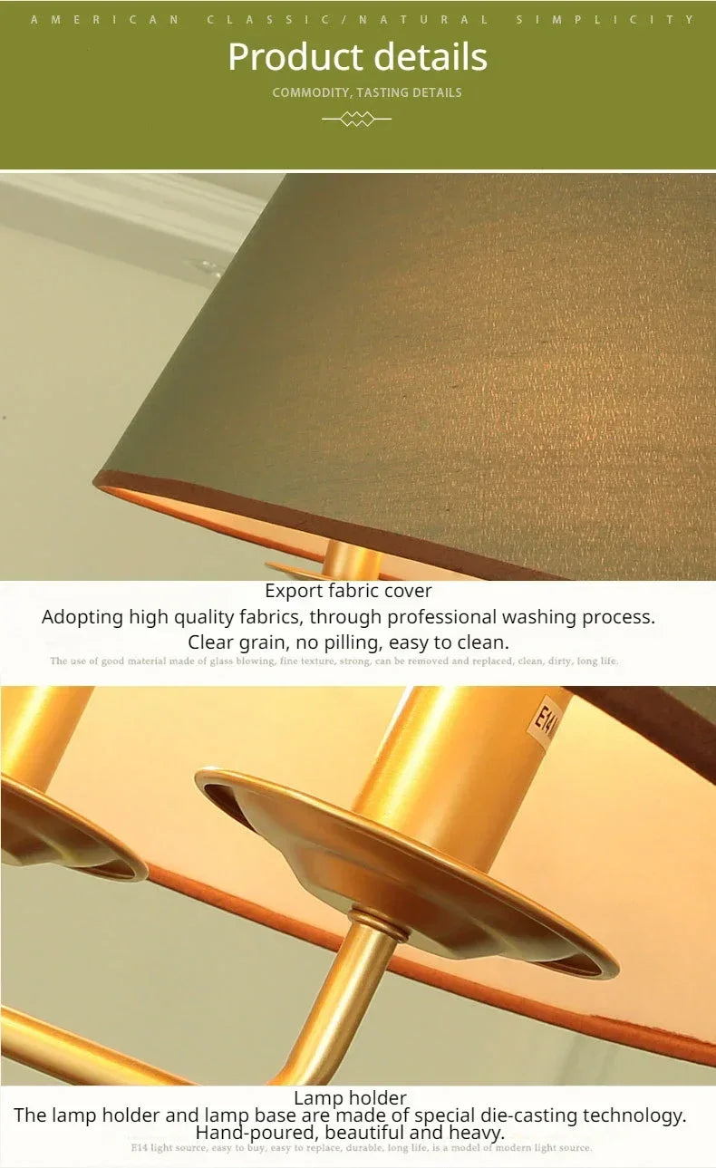 Modern Ceiling Chandeliers Stylish Simplicity Fabric Lampshade