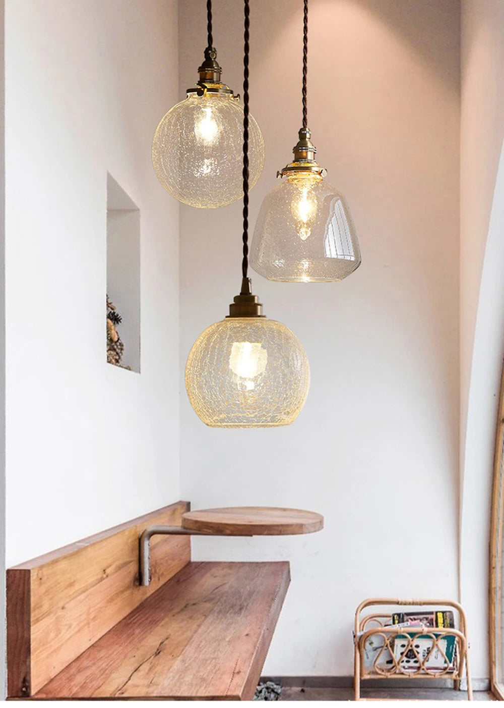 Glass Pendant Light Nordic Dining Room Retro Chandeliers Creative Minimal E27  Transparent Lampshade For Restaurant Lamp Lustre - Adrianas Specialty Lamp Shades