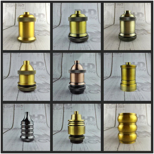 Vintage thread E27 ceramic plastic socket Edison Vintage lampshade bracket DIY lamp accessories aluminum lamp holder