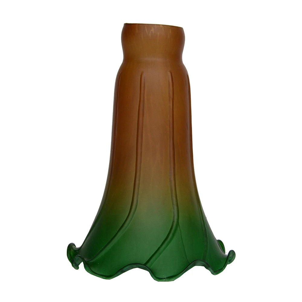 Amber-Green Pond Lily Lamp Shade   Glass Lampshade  4.5" Wide X 6" Tall X 1.5" Fitter Lighting Accessories - Adrianas Specialty Lamp Shades