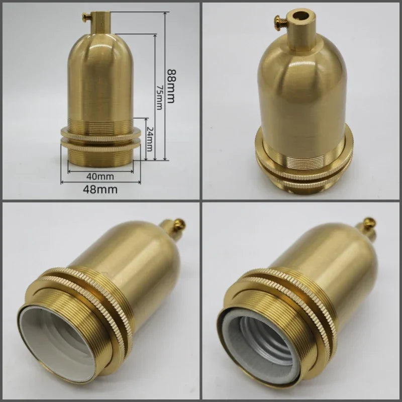 Edison lamp holder for shade Pure brass material quality vintage threaded Socket Bulb Fitting E27 UL/CE lighting copper base
