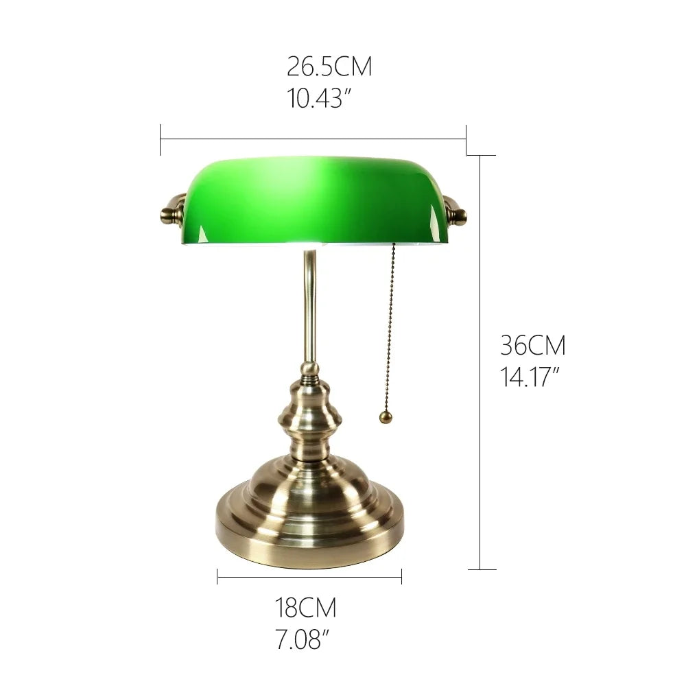 Green/Blue/Amber/White color BANKER Table LAMP glass replacement shade/ E27 retro desk lamp bedside home light Gift - Adrianas Specialty Lamp Shades
