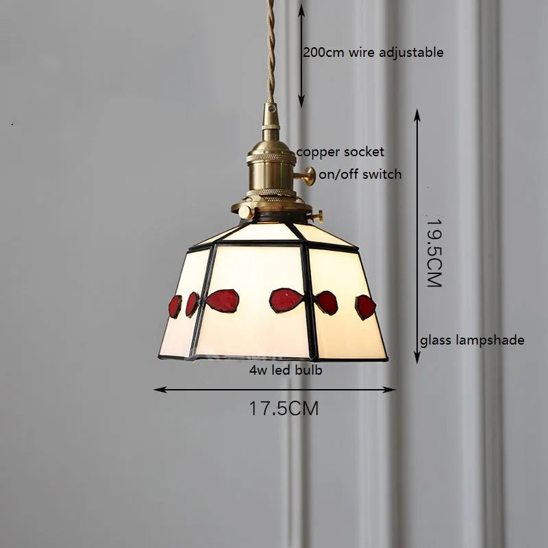IWHD France Europe Style Stained Glass LED Pendant Light Fixtures