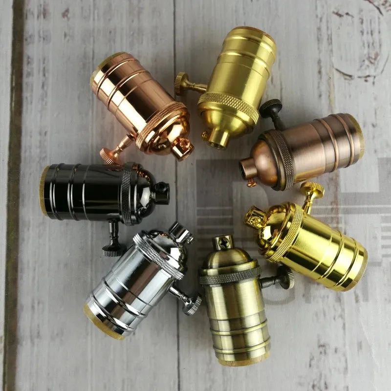 Electroplated copper Light Holder brass material silver/antique brass/shinning black 100% copper DIY Pendant Light Lamp Sockets