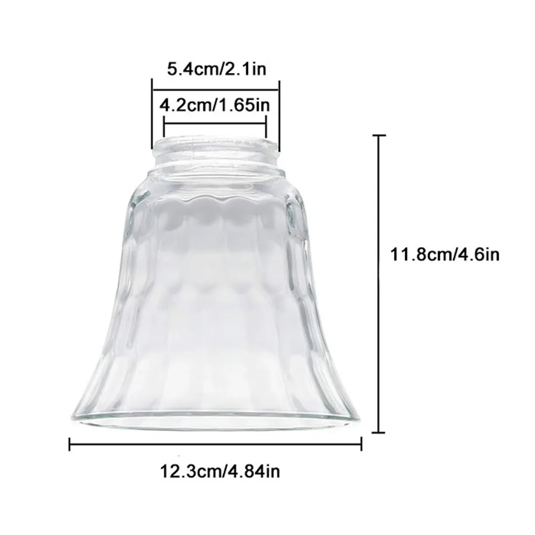 Screw Fixed Clear Hammered Style Bell Glass Shade