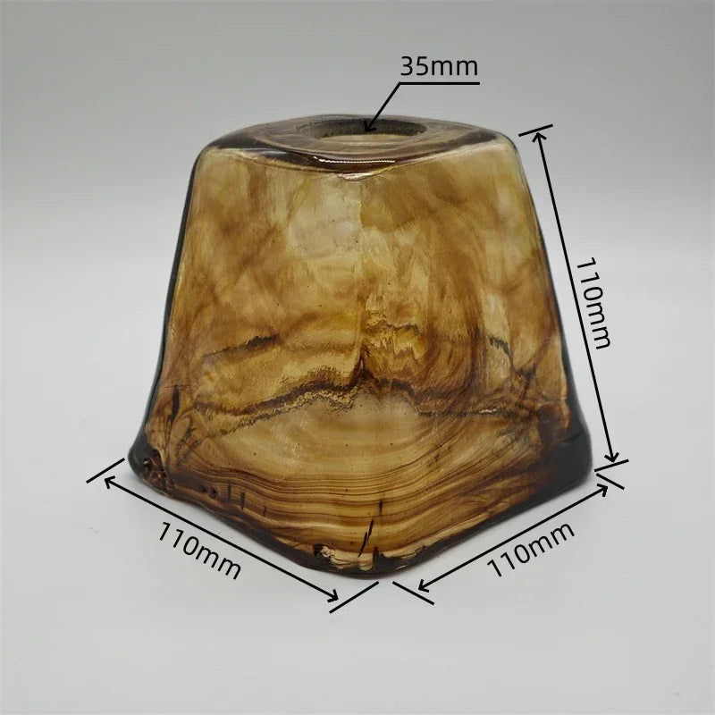 Glass lampshade paired with all copper lamp head with switch DIY pendant lampshade thickened transparent amber glass