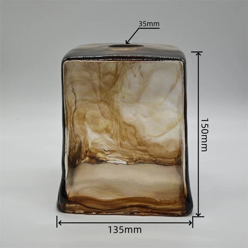 Glass lampshade paired with all copper lamp head with switch DIY pendant lampshade thickened transparent amber glass