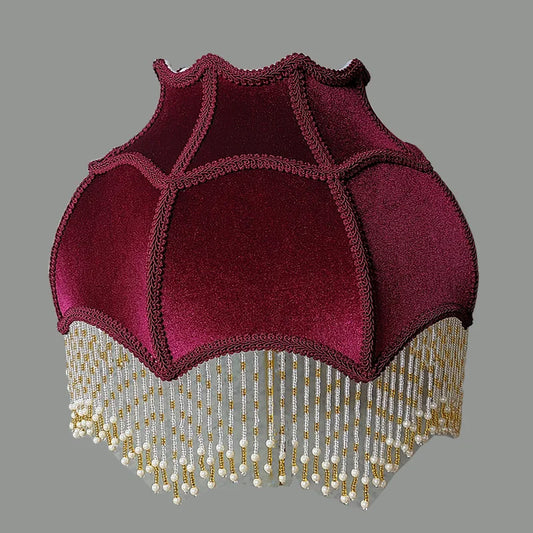 Table Lamp Floor Lamp Lamp shade Retro Dark Burgundy Velvet Lace Hanging Beads Tassel Wedding Decoration Cover - Adrianas Specialty Lamp Shades