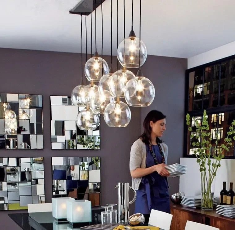 Hand Blown Clear Glass Globe Lamp Shade